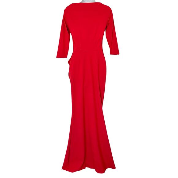 Chiara Boni La Petite Robe Lipstick Red Kate Slit Detail Boatneck Gown sz 42 / 6 - Picture 4 of 16